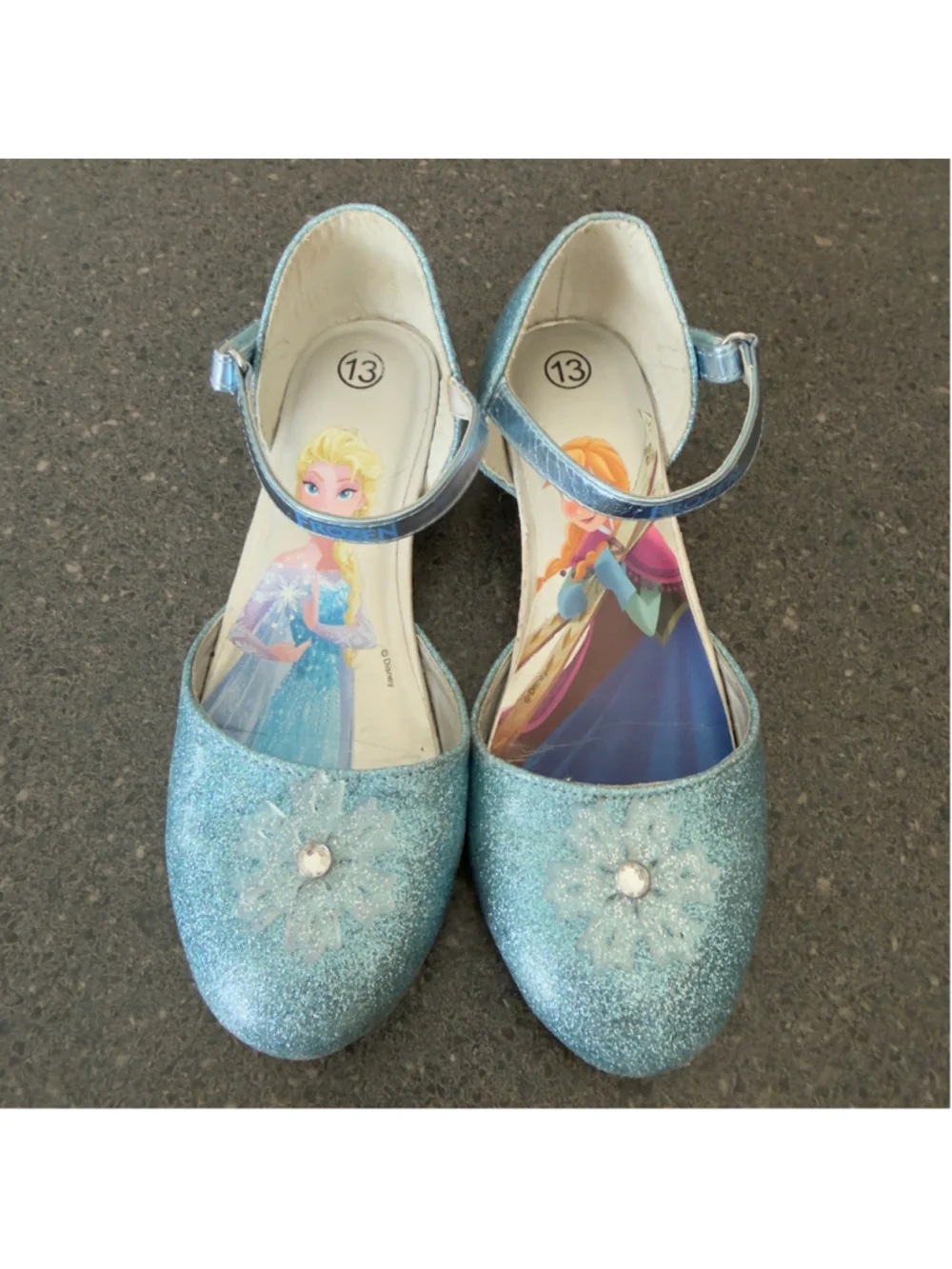 Disney Frozen Elsa & Anna Girls Glitter Princess Dress Up Costume Shoes Size 13